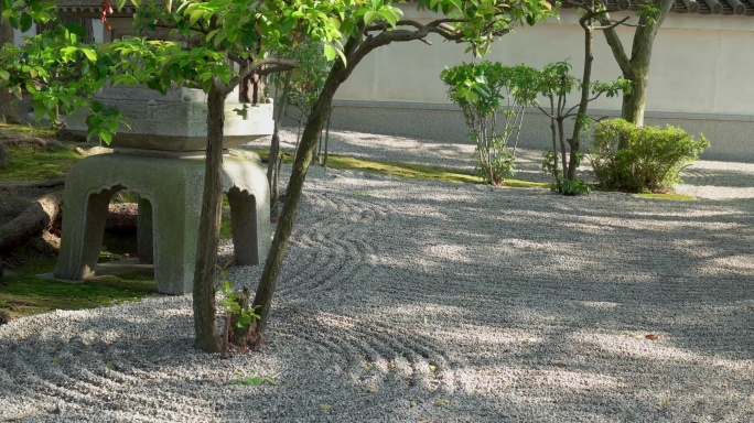 日本寺庙的花园无人空镜头宗教信仰园区环境