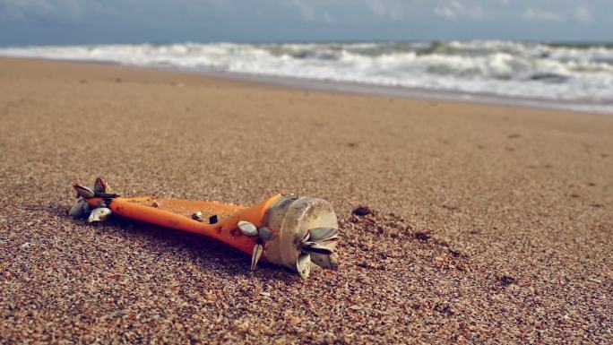 海滩塑料污染海洋废物环保问题人类活动