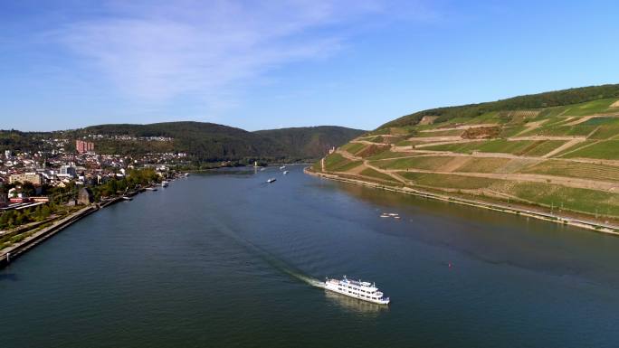 莱茵河畔轮船邮轮帆船旅游极限运动