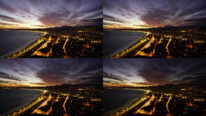 城市夜景大海海洋海边生活生产空镜头
