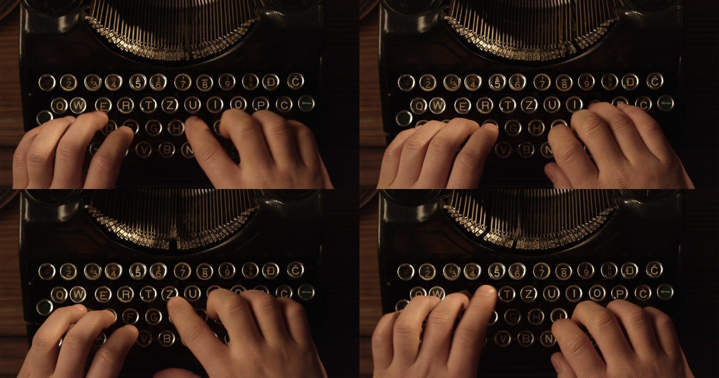 在打字机上打字机械古董手动操作速度准确