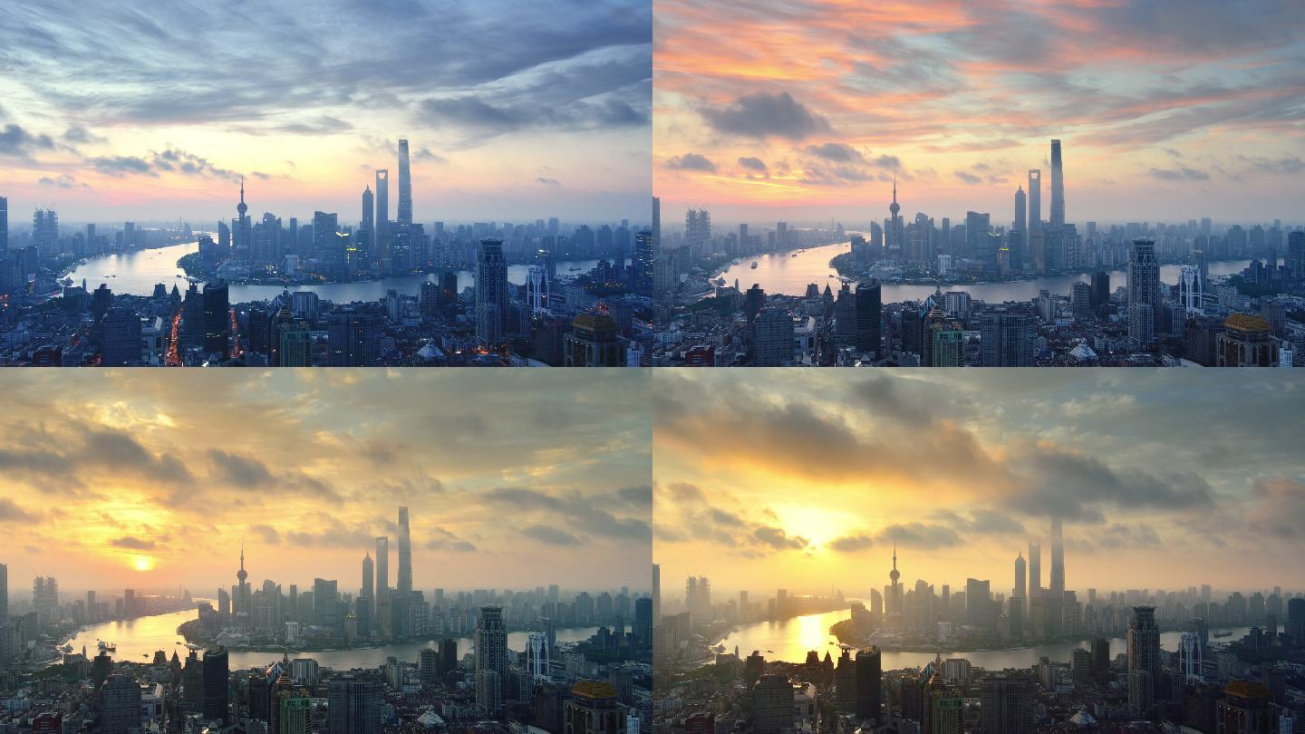 上海延时风景上海市航拍地标东方明珠