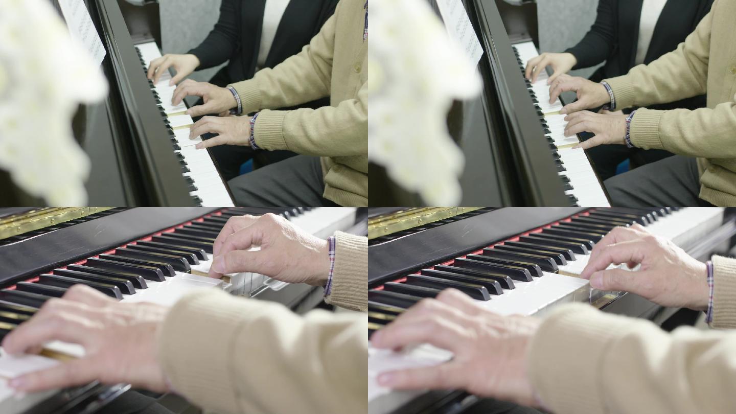老人学习钢琴