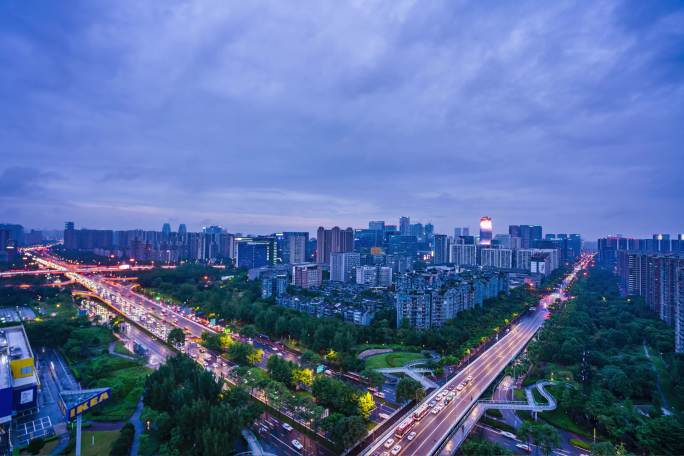 成都南三环天际线夜景延时摄影4K