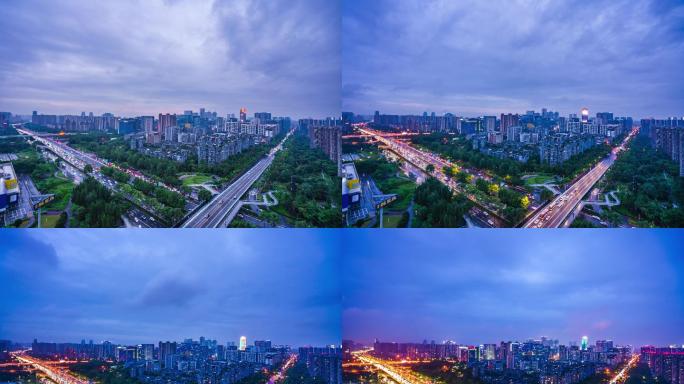 成都南三环天际线夜景延时摄影4K