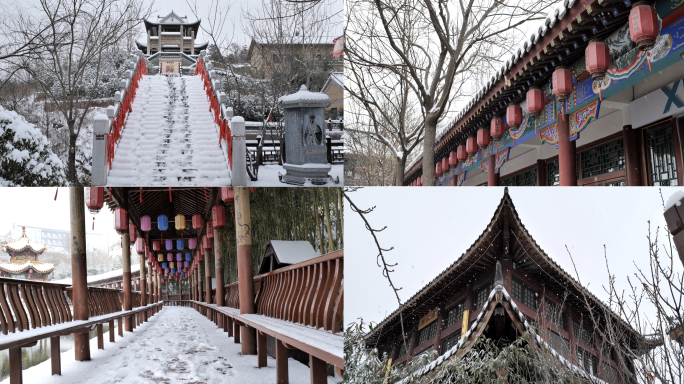 【4K】古建筑雪景-下雪