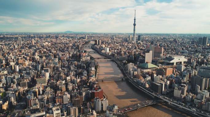 日本东京市中心鸟瞰图