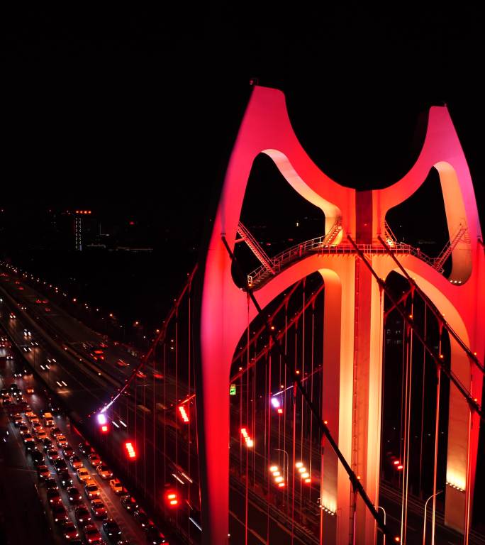 成都二环高架清水河大桥夜景视频素材竖版