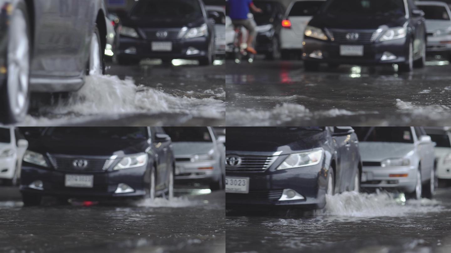 汽车在道路上行驶时带有地表水