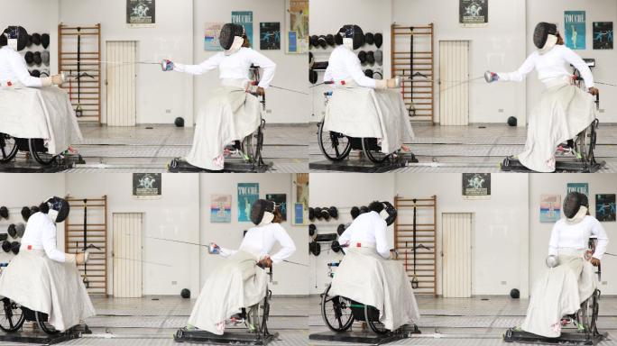 轮椅击剑运动员决斗
