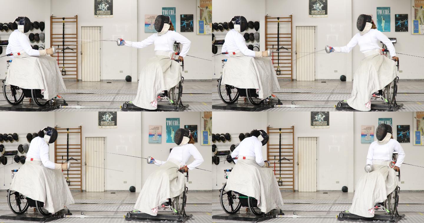 轮椅击剑运动员决斗