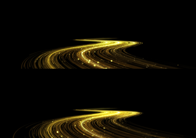 金色粒子线条光线河流+循环通道
