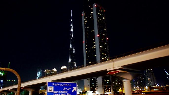 迪拜的夜景国外外国高楼大厦风景风光