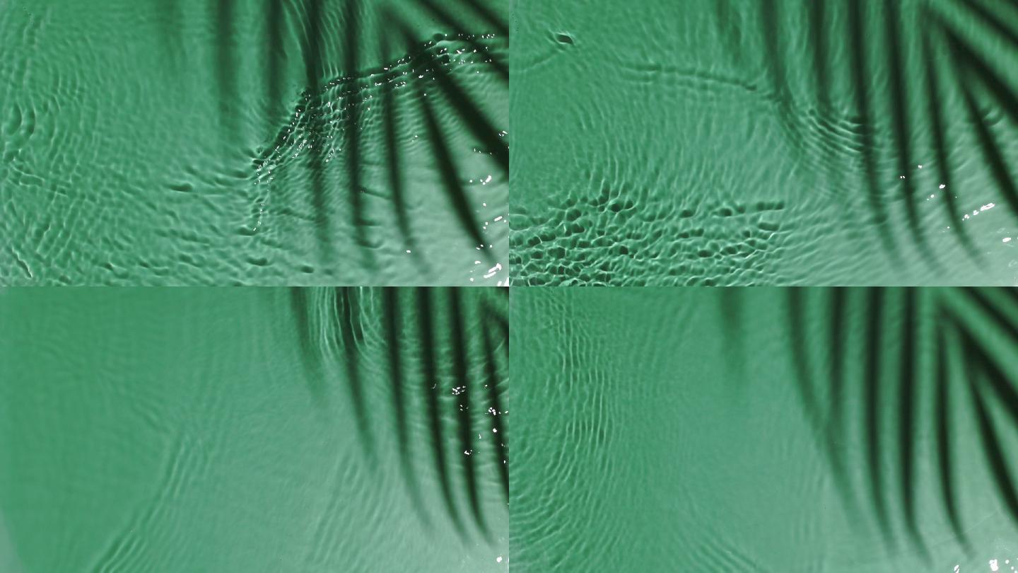绿水表面纹理，棕榈阴影