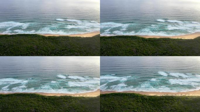 清晰的绿松石海和海岸波浪鸟瞰图