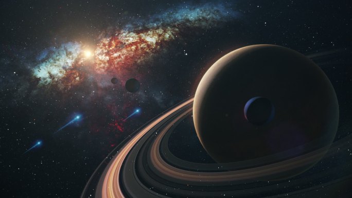 太空中的土星星辰星云视频素材星系宇宙