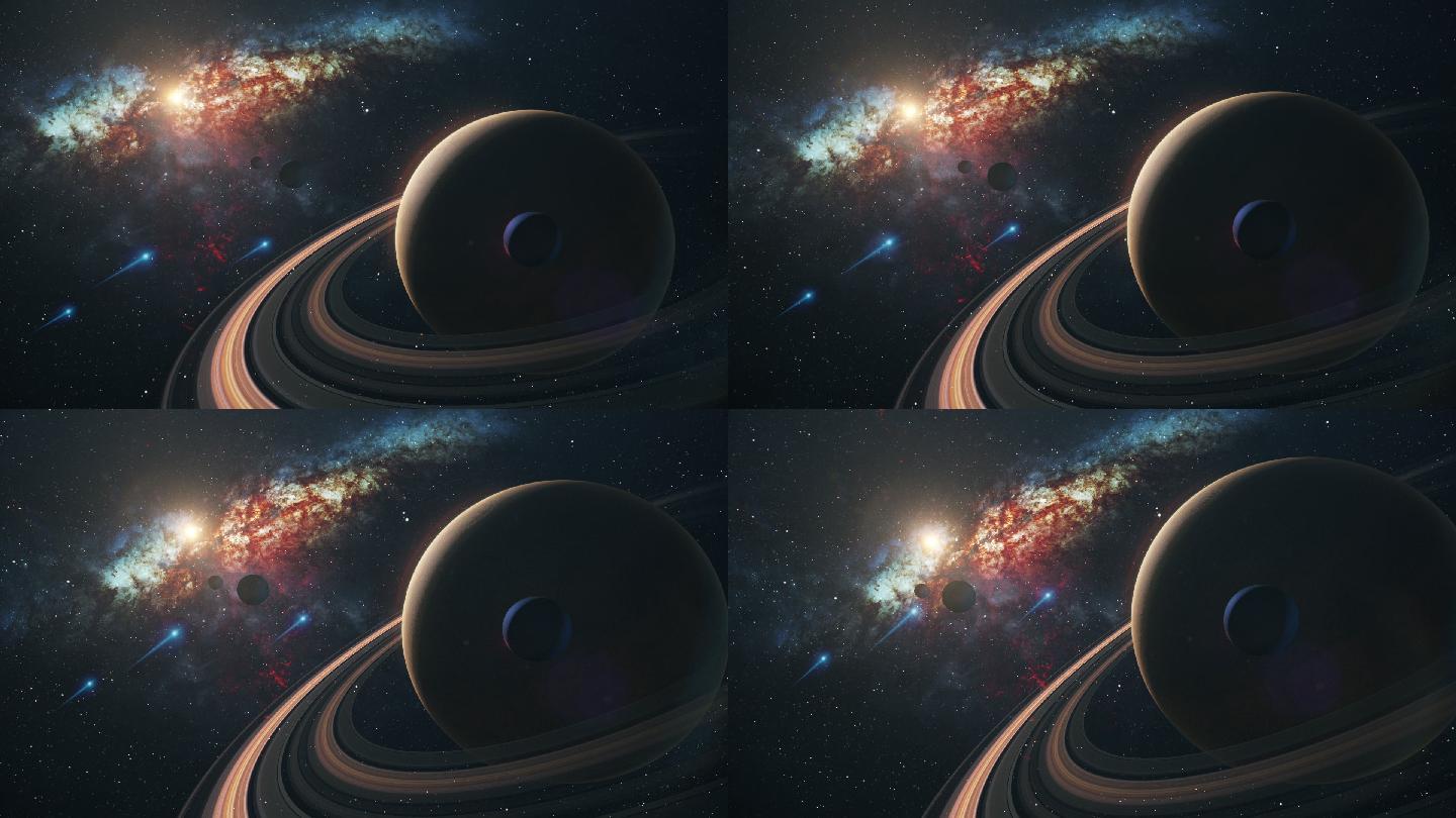 太空中的土星星辰星云视频素材星系宇宙