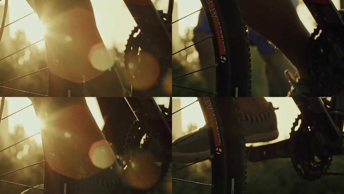 骑自行车的特写镜头
