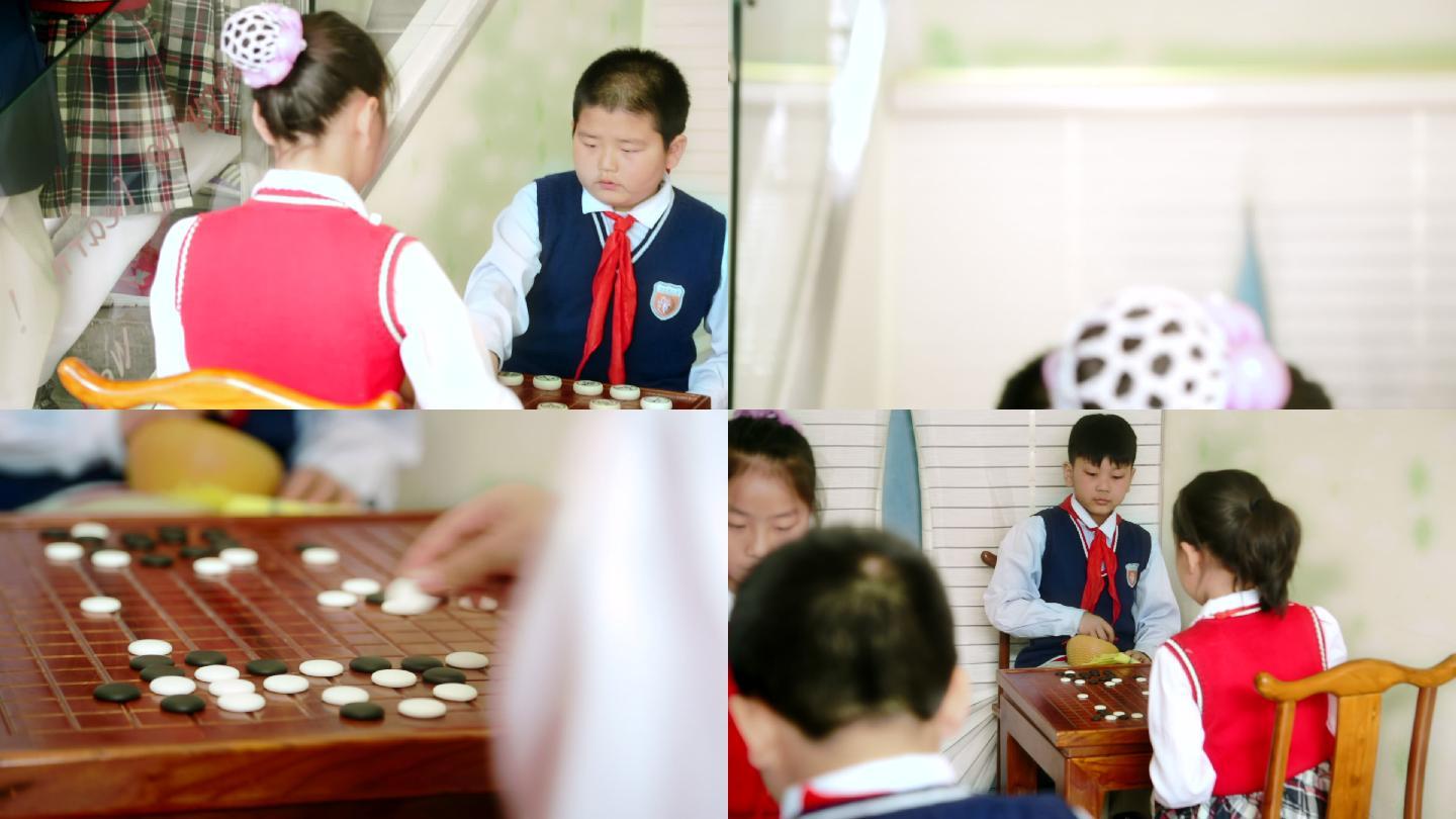 学校小学校园活动围棋下围棋学生课间下棋