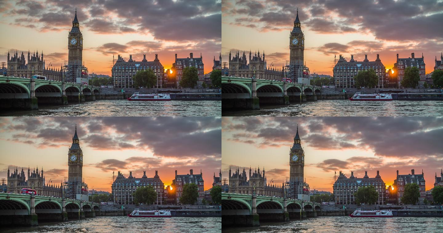 伦敦的大本钟风景繁华建筑群大气全景空镜