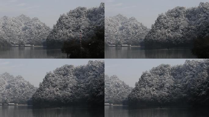 冬天五泄湖泊雪山原素材