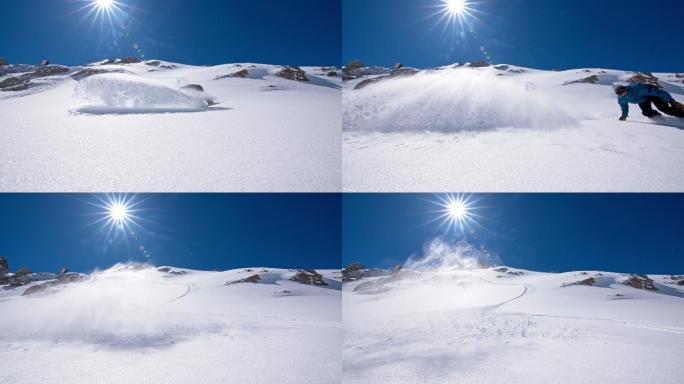 专业滑雪板雕刻和喷雪