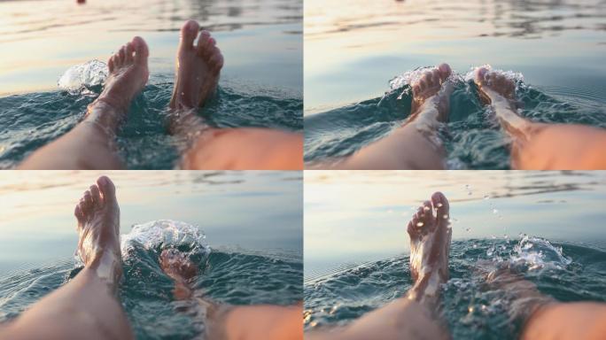 在海水中嬉戏的脚享受生活海边脚部特写