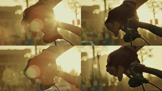 骑自行车的特写镜头