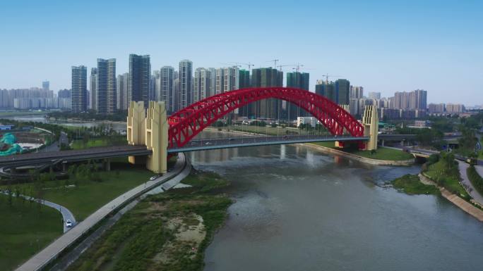 成都锦江天保湾大桥航拍视频素材