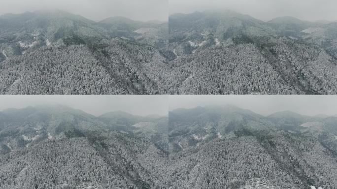 航拍冬天大山山川雪景