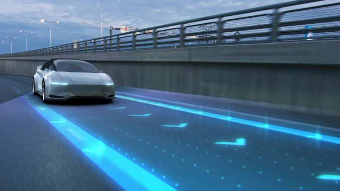 自动驾驶3D汽车在城市公路上行驶