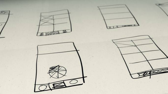 应用程序开发用户界面线框纸上手绘动画