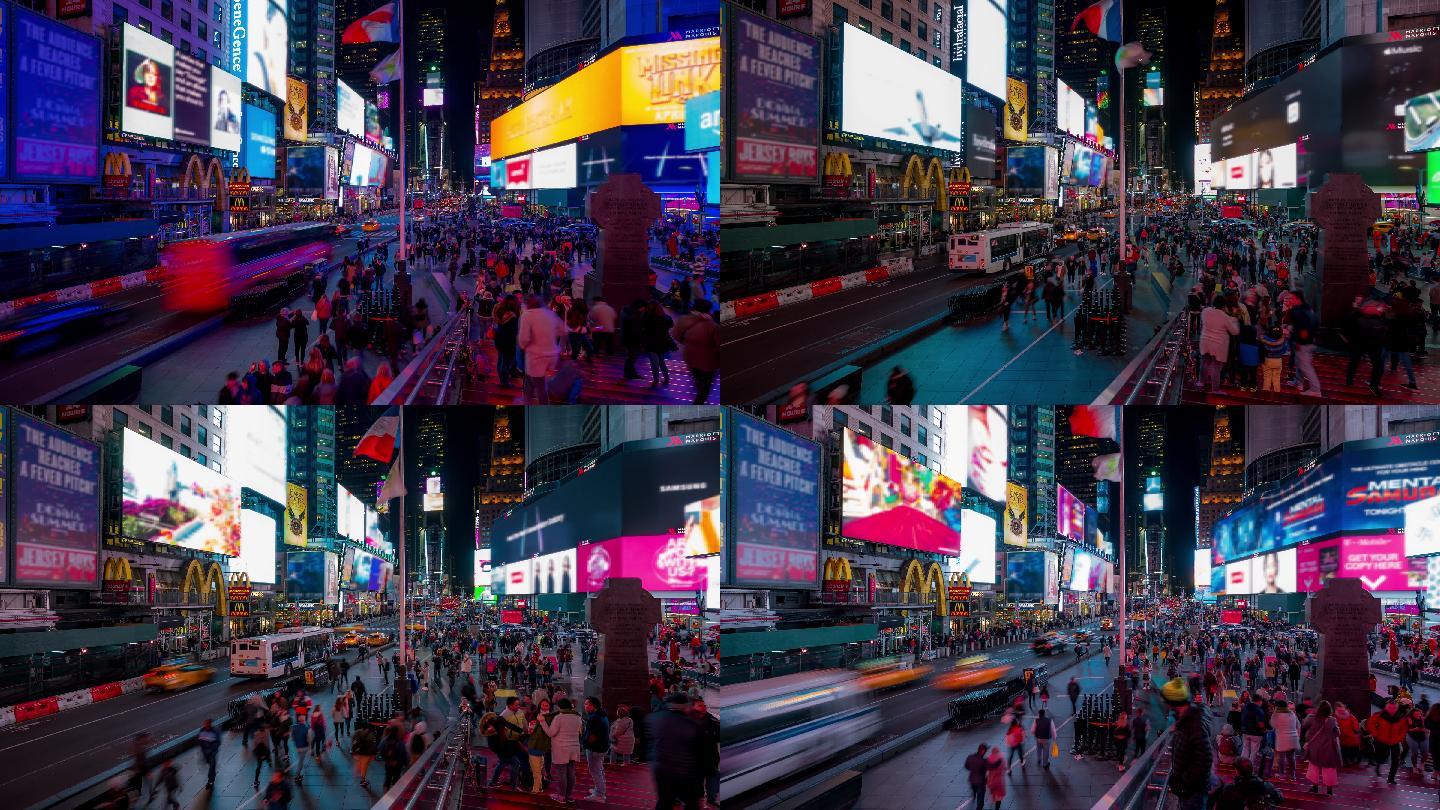 纽约时代广场实拍视频素材延时摄影