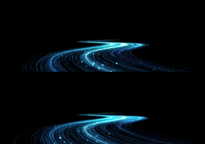 蓝色粒子线条光线河流流线+循环通道