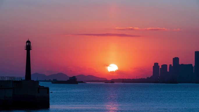 大连海港日出