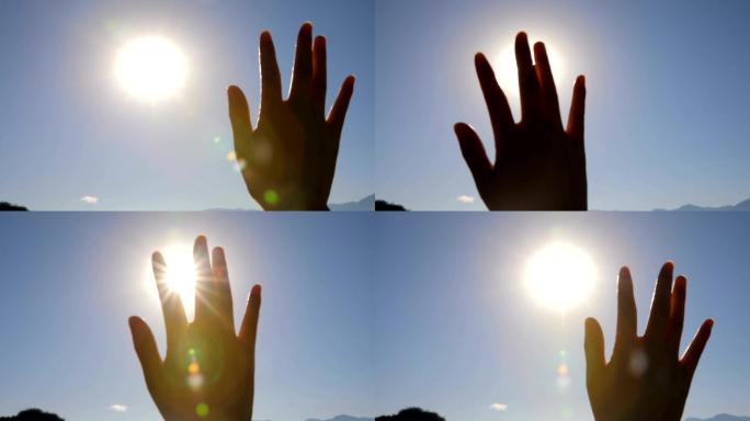 阳光穿过手指空镜特写实拍