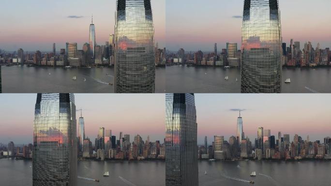 黄昏时纽约市的鸟瞰图