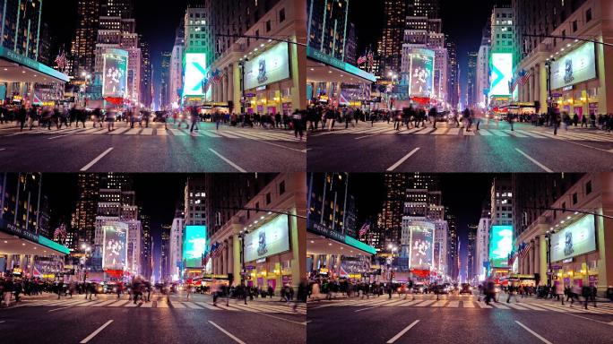 城市景观夜晚夜景商业街步行街脚步人流