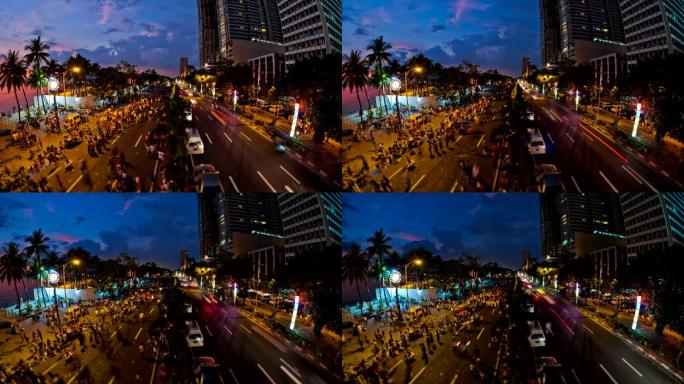 马尼拉城市行人交通时间推移