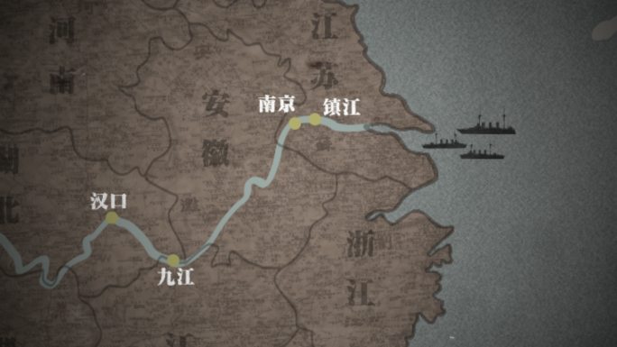 老地图 (长江开放口岸)-AE模版-4K