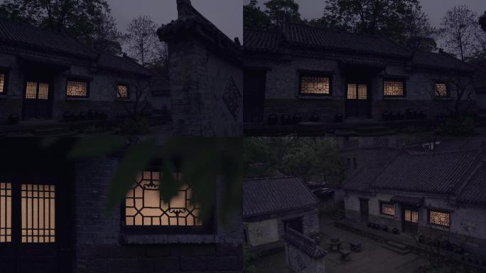 老房子农村古建筑夜景灯光年代感村居