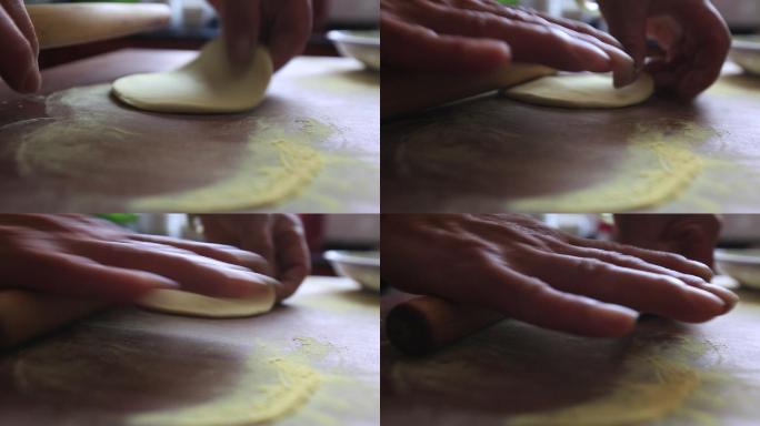 传统美食松花饼擀面揉面原素材