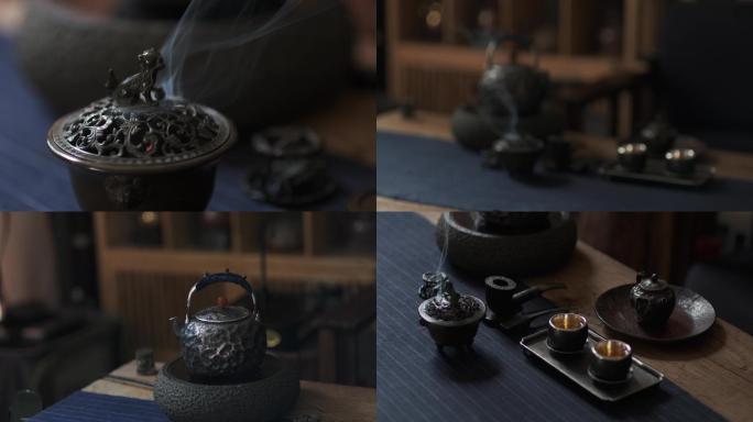 【4k】银壶焚香煮茶