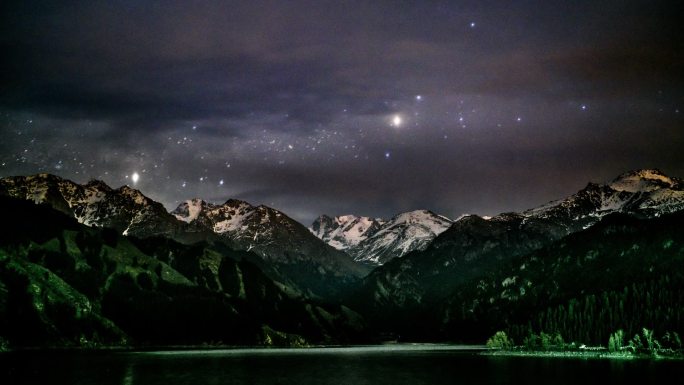 新疆天山天池 天山天池 星空延时