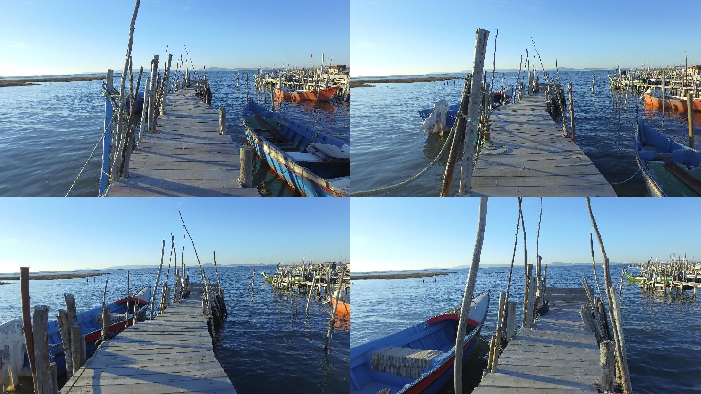 塞图巴尔的老渔港国外外国大海海洋捕鱼渔船