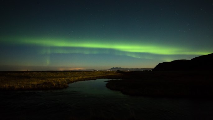 冰岛北极光的延时拍摄。