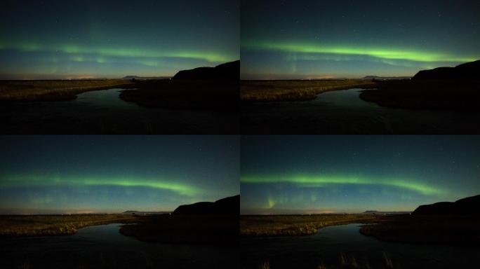 冰岛北极光的延时拍摄。