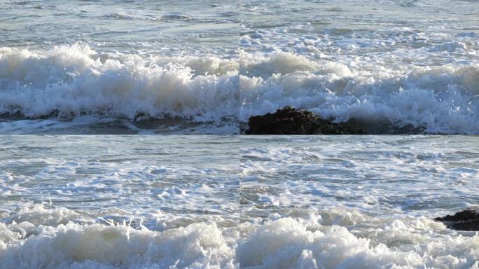 海浪浪花冲击礁石海水升格