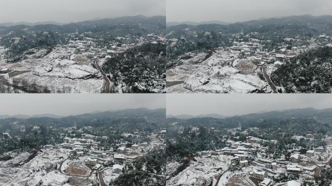 航拍丘陵山川大山雪景