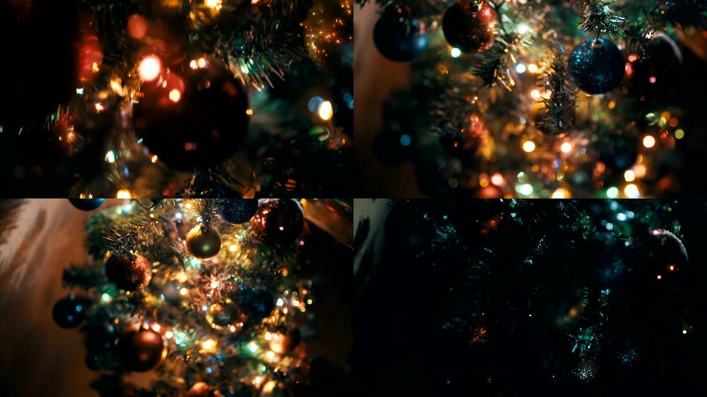 装饰过的圣诞树的特写镜头